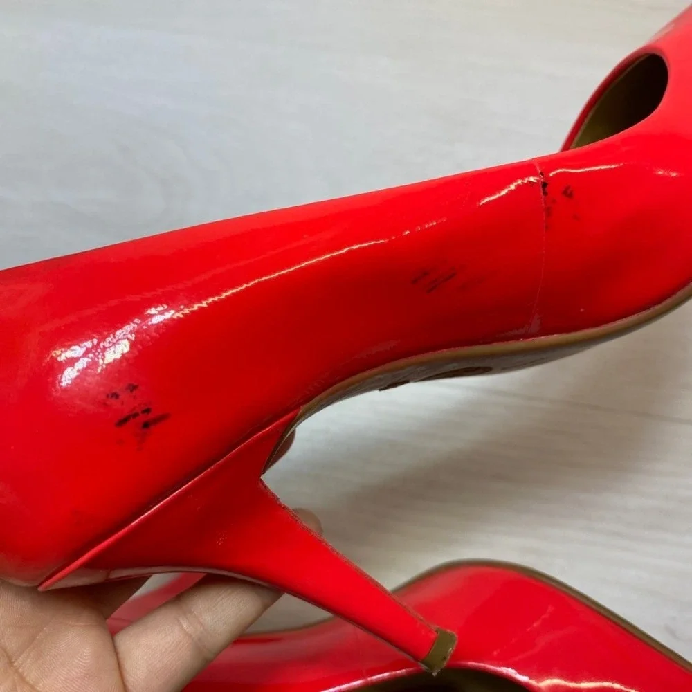 Michael Kors Womens 8M Dorothy Pump Pointed Toe Red Patent Leather Stiletto Heel